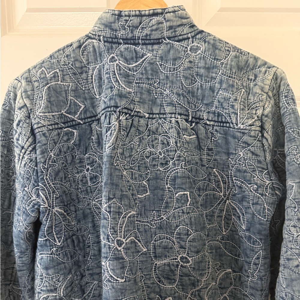 Elan quilted bomber jacket denim blue cotton size M - Picture 10 of 14